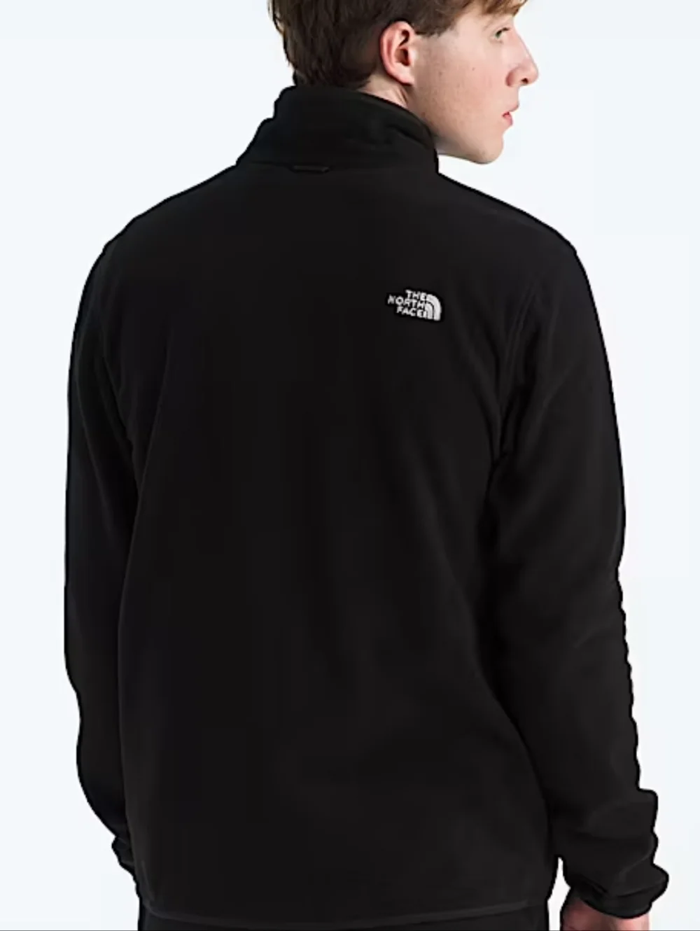 The North Face Black Full-Zip Fleece Jacket with White Logo Mens LARGE